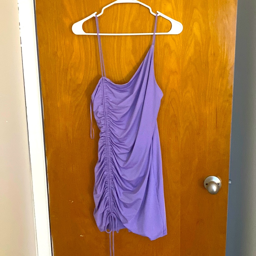Lilac purple homecoming one strap dress.